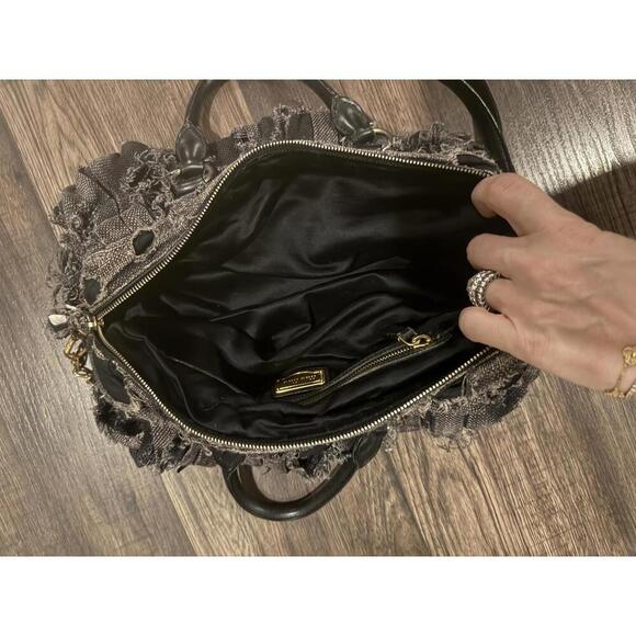 Vintage Miu Miu Distressed Black Denim top handle/crossbody bag - Picture 6 of 9